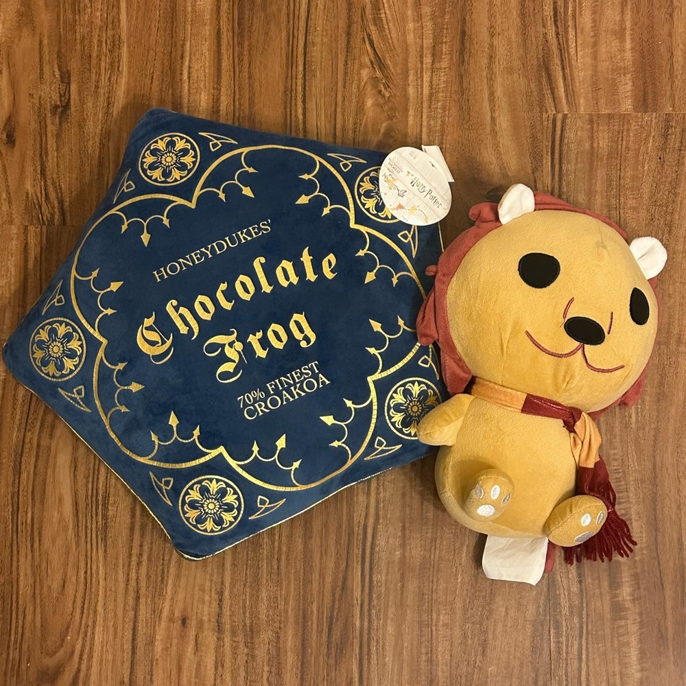 Honeydukes Chocolate Frog Cushion and Lion Plush Toy
